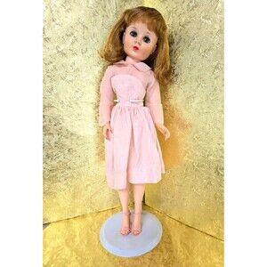 American Character Vintage 19.5" Sweet Sue Redhead Doll in Pink Dress w/ Stand